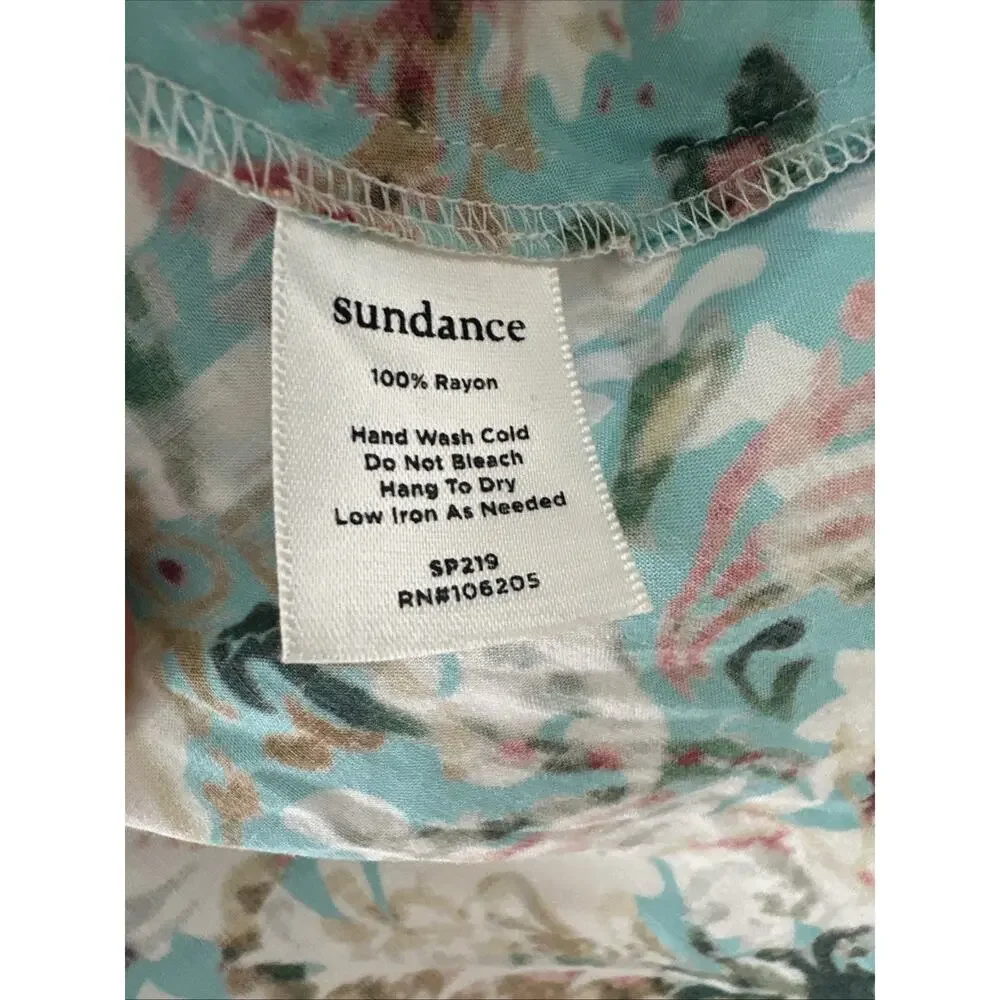 Sundance Small S Arabella Flutter Sleeve Floral Print Rayon V Neck Blouse Top‎